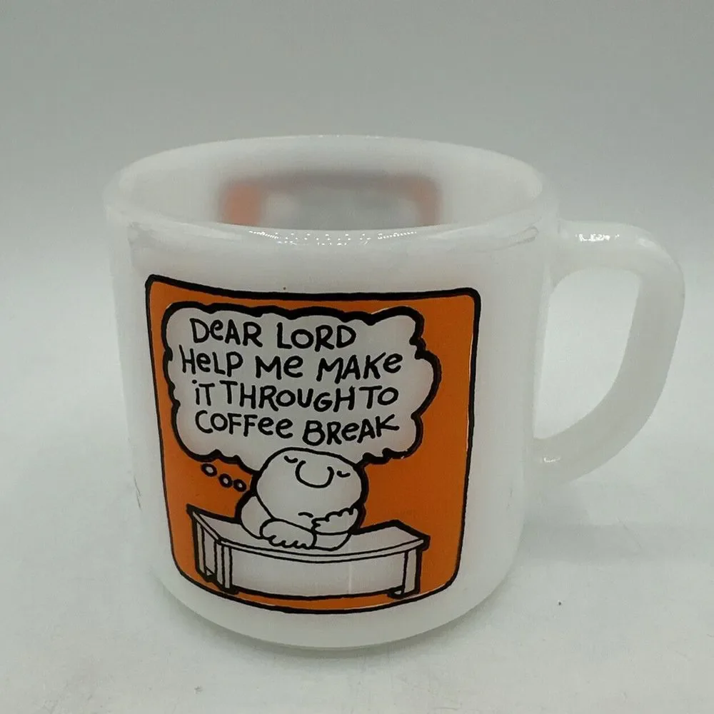 Vintage Ziggy Comic Mug Cup Milk Glass Coffee Break w/ Original Promo Sticker - Picture 2 of 11